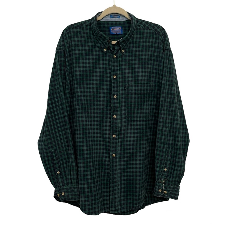 Pendleton Men’s Cotton Green Plaid Button Up XL